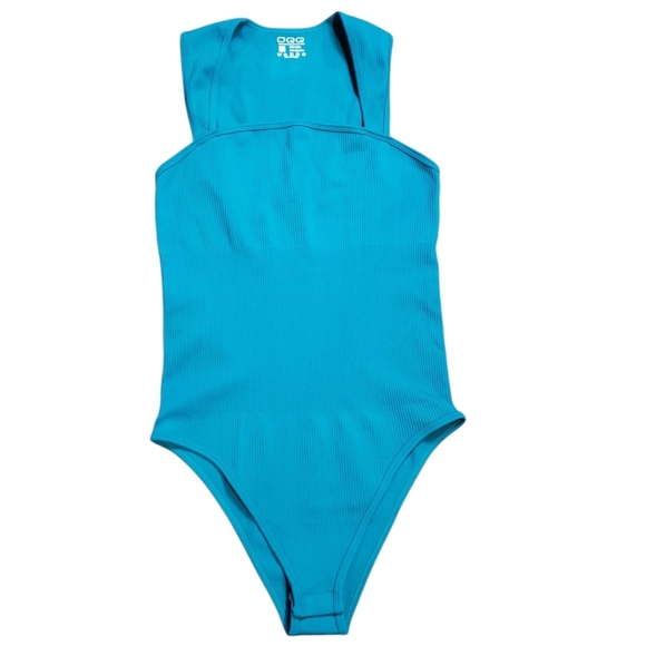 OQQ Kelly Green Square Neck Ribbed Bodysuit Medium - Picture 1 of 4